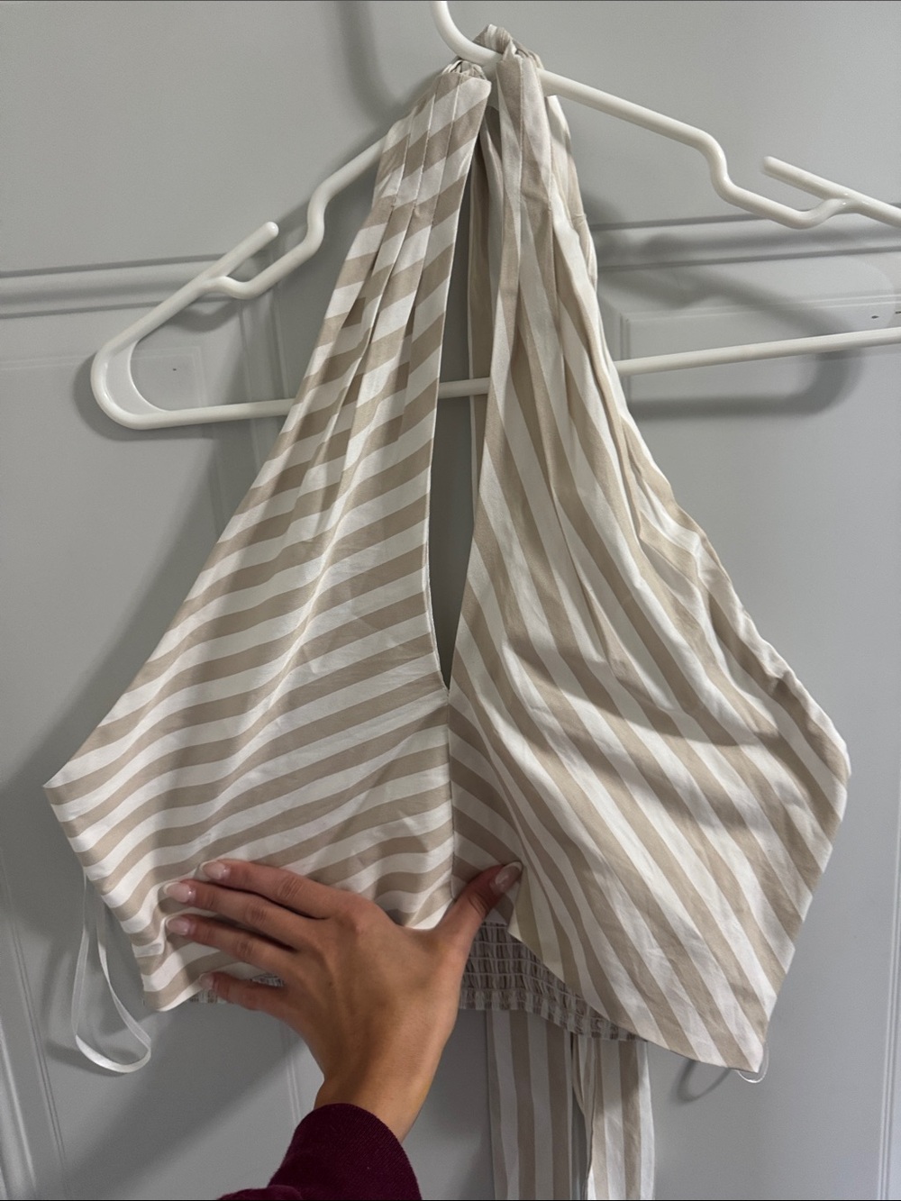 Striped Beige and White Halter Top